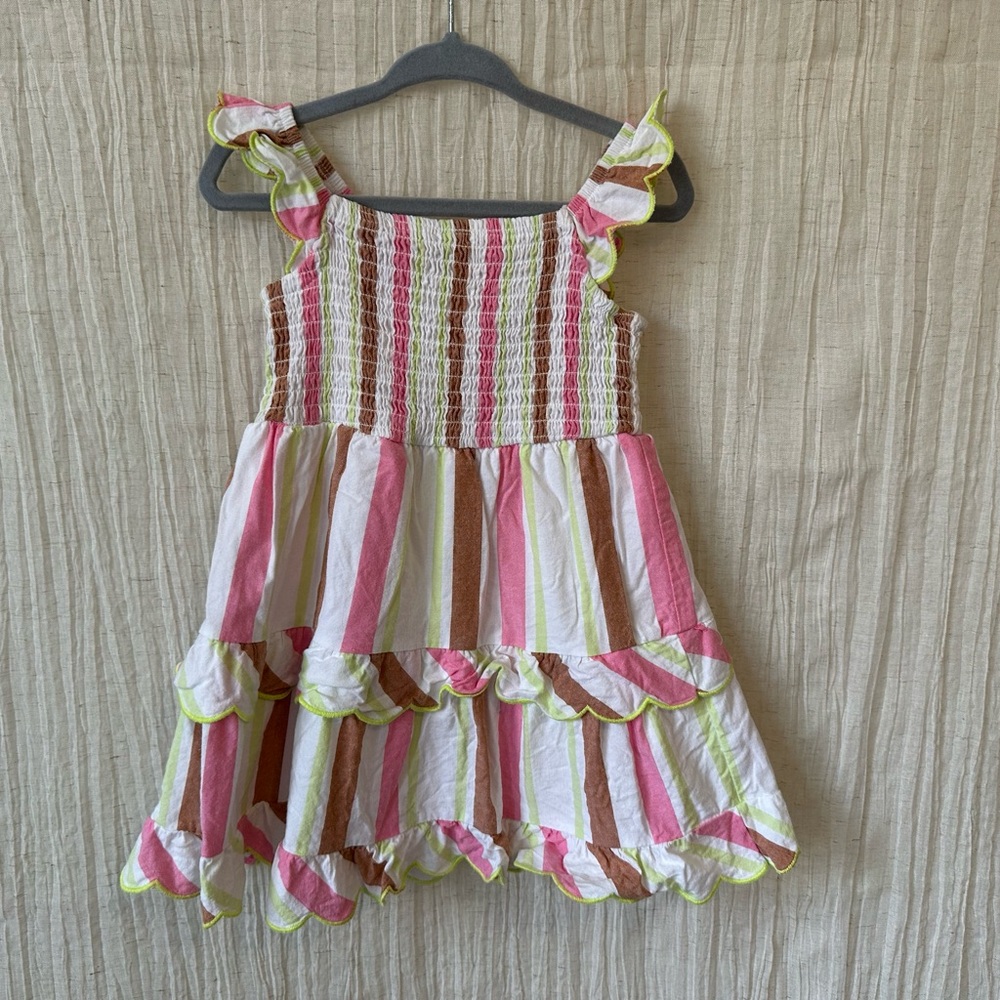 Wonder Nation Pink, Brown, and White Striped Dress